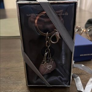 Elegant Silver Purse Keychain with Rhinestone Accents
